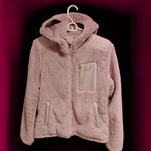 Reebok Women's Pink Faux Fur Outdoor  Zippered Jacket